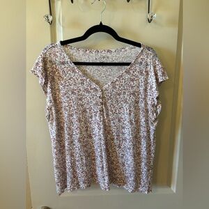 FINAL SALE $5 LOFT Floral Button-Front Blouse - 100% Linen, Spring, Casual
